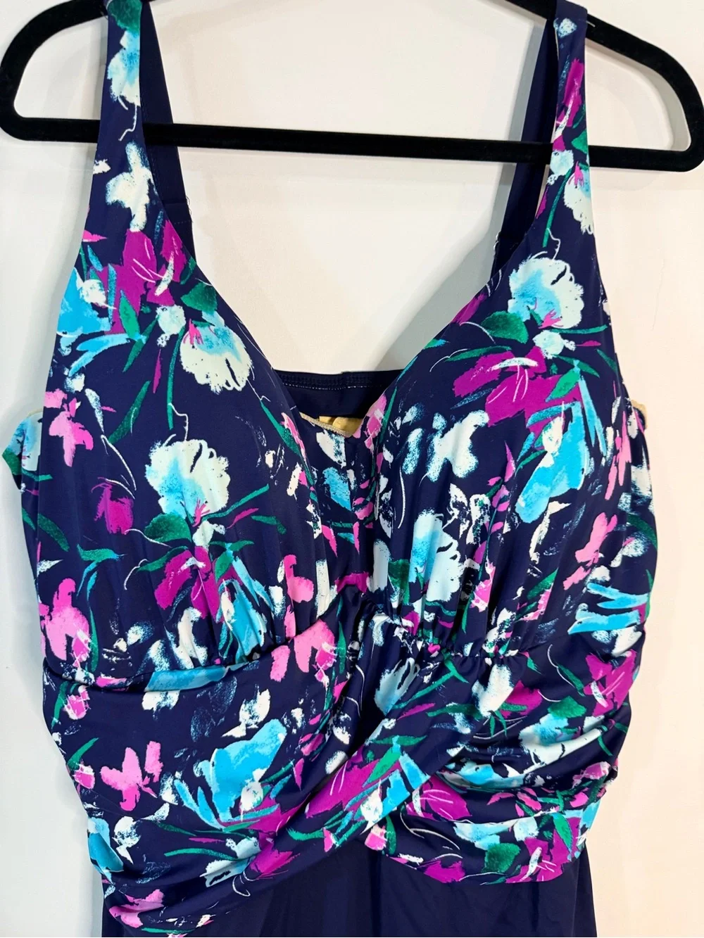 Swimsuits for All Floral Tank‎ Swimdress pink and navy